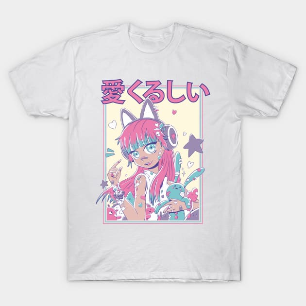 Cute anime girl with headphones T-Shirt by madeinchorley